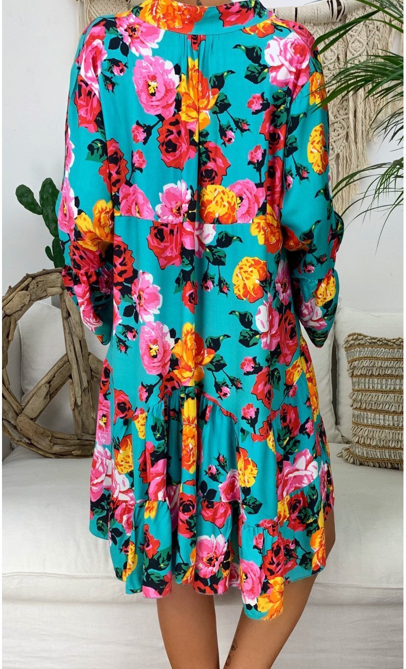 Printed Long Sleeved Midi Dress