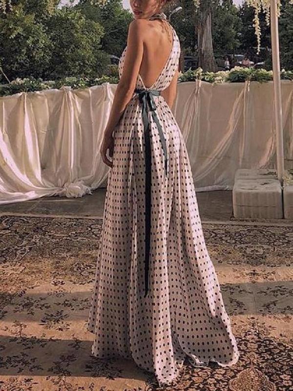 Off-the-shoulder Lace-up Irregular Long Dress