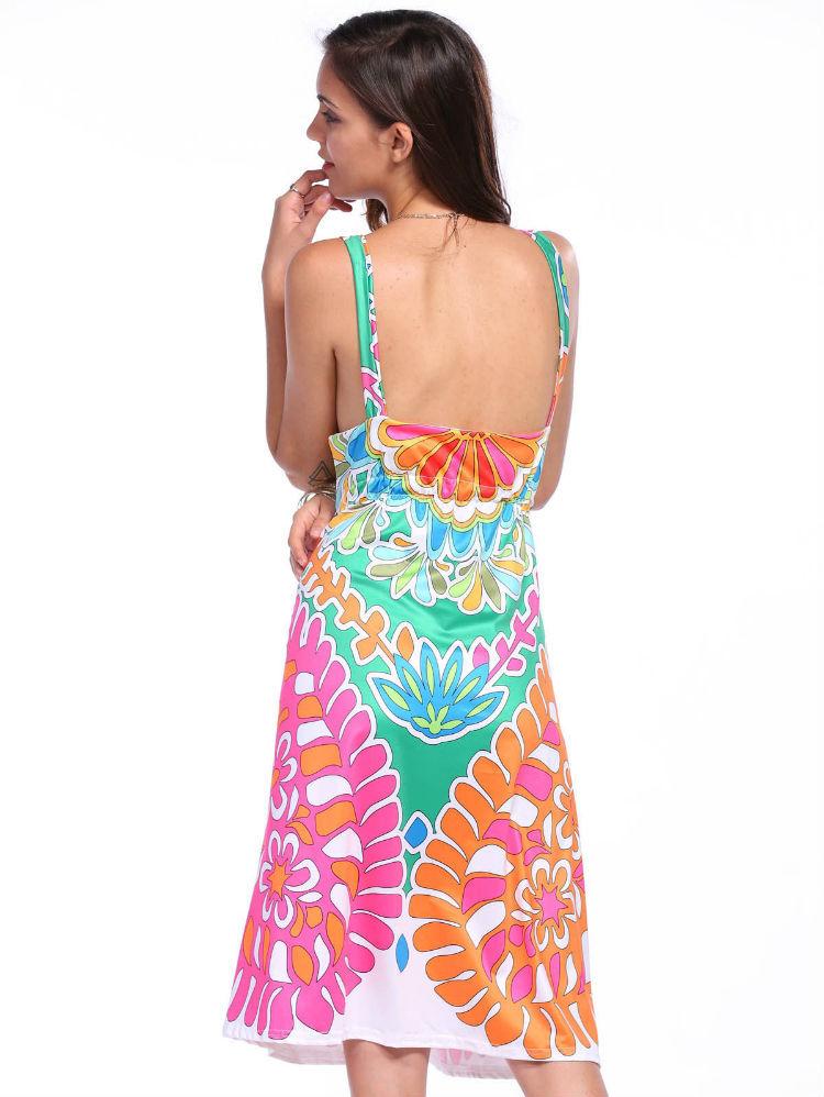 Printed Sleeveless Vest Midi Dress