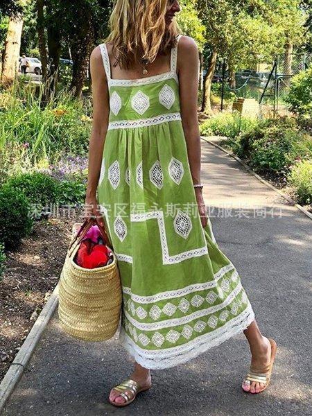 Casual Lace Stitching Sling Dress