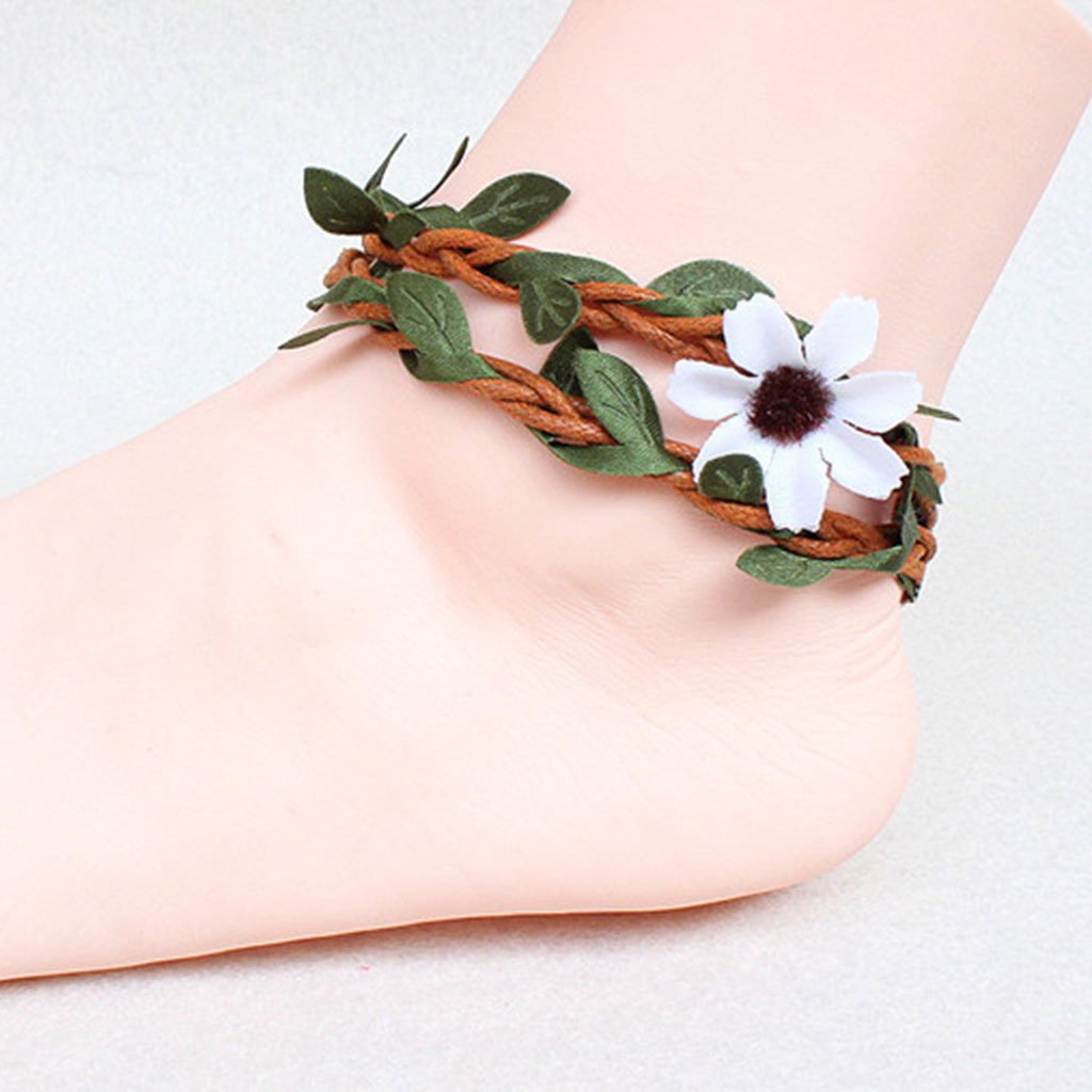 Leaf Rattan Weave Flower Vintage Anklet