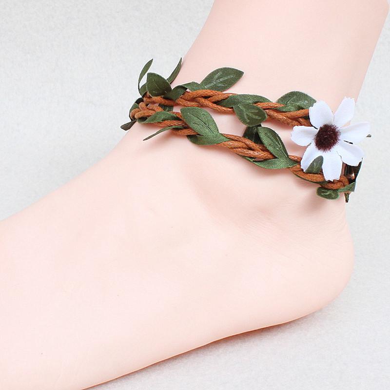 Leaf Rattan Weave Flower Vintage Anklet