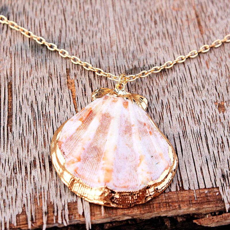 Bohemian Natural Shell Conch Scallop Clavicle Chain Necklace