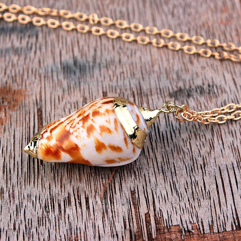 Bohemian Natural Shell Conch Scallop Clavicle Chain Necklace