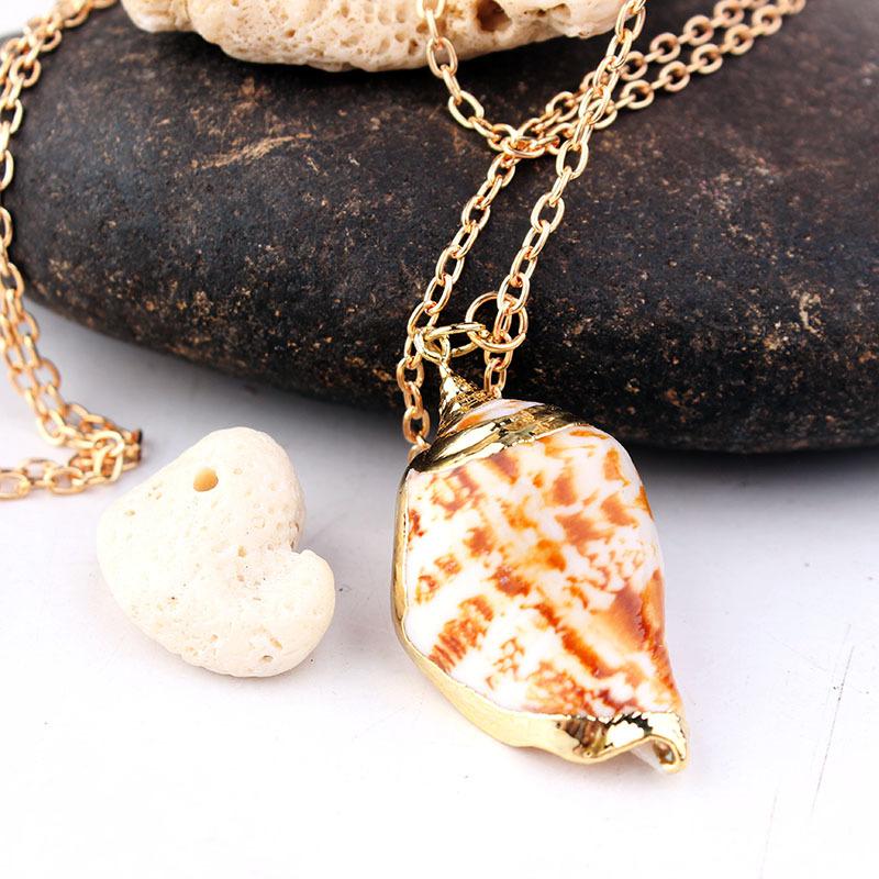 Bohemian Natural Shell Conch Scallop Clavicle Chain Necklace