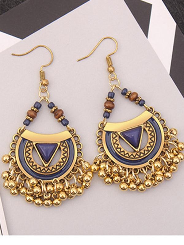 Ethnic Style Retro Metal Ball Tassel Earrings