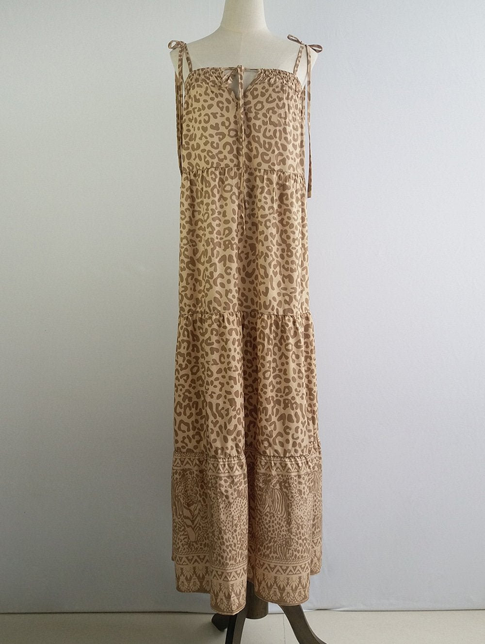 Sling Print Stitching Loose Long Dress