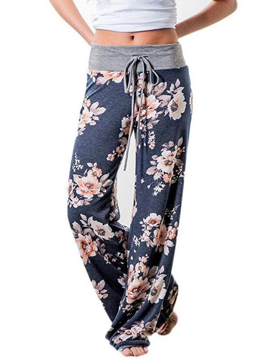 Fashion Printed Loose Straight Lace Trousers