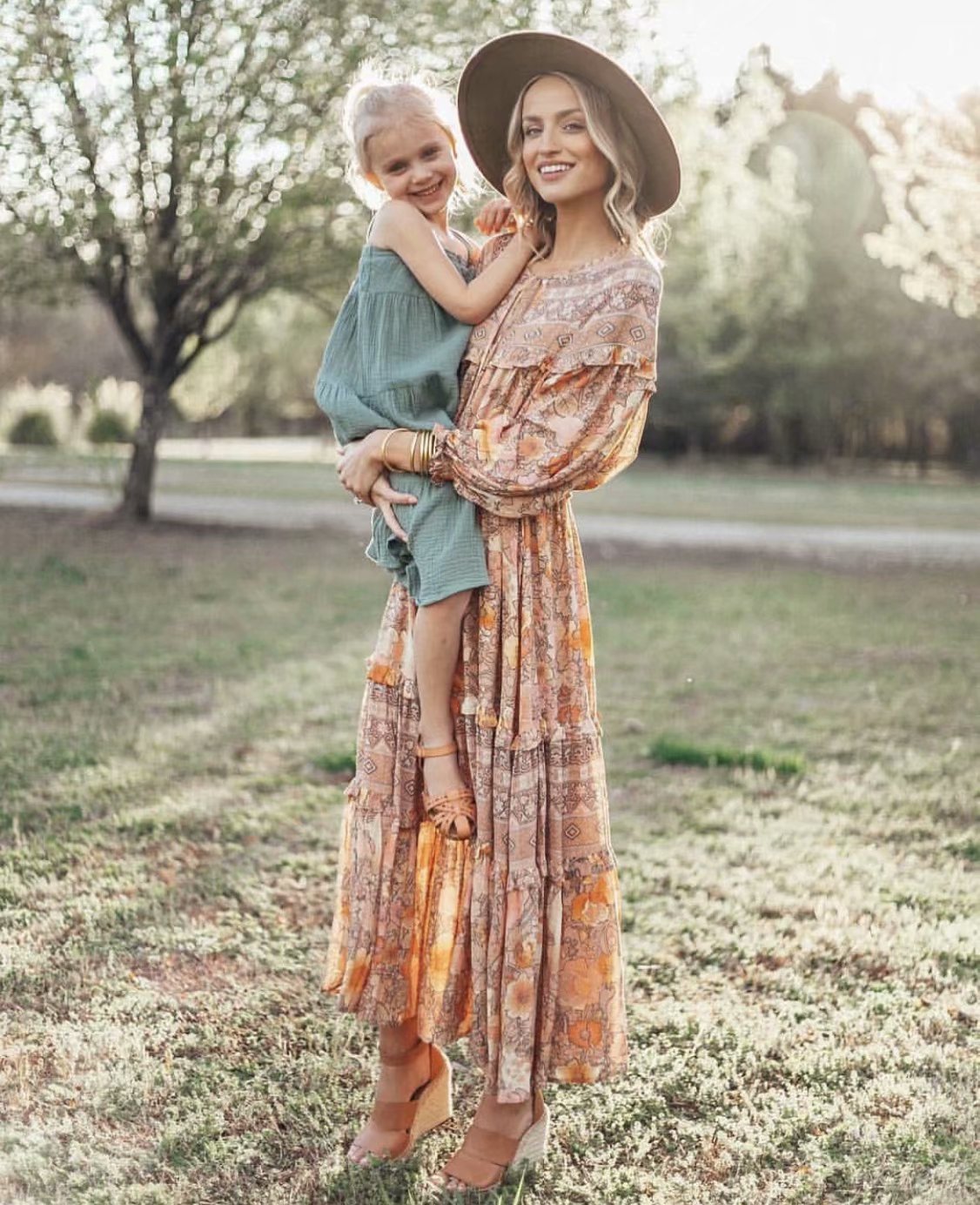 Lace-up Boho Print Long Dress