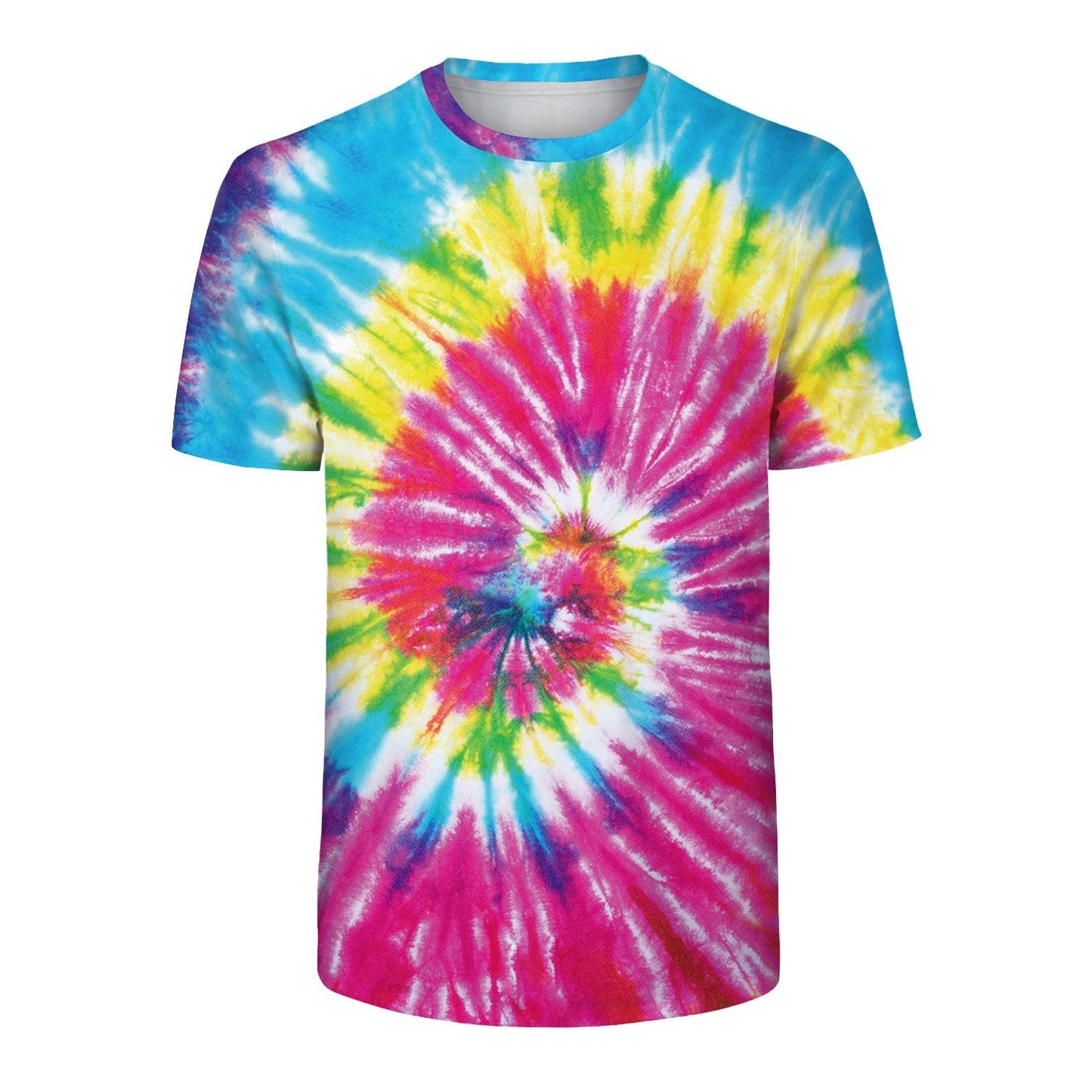 Mixed Color Tie-dyed Digital Printing Casual Breathable Bottoming Shirt