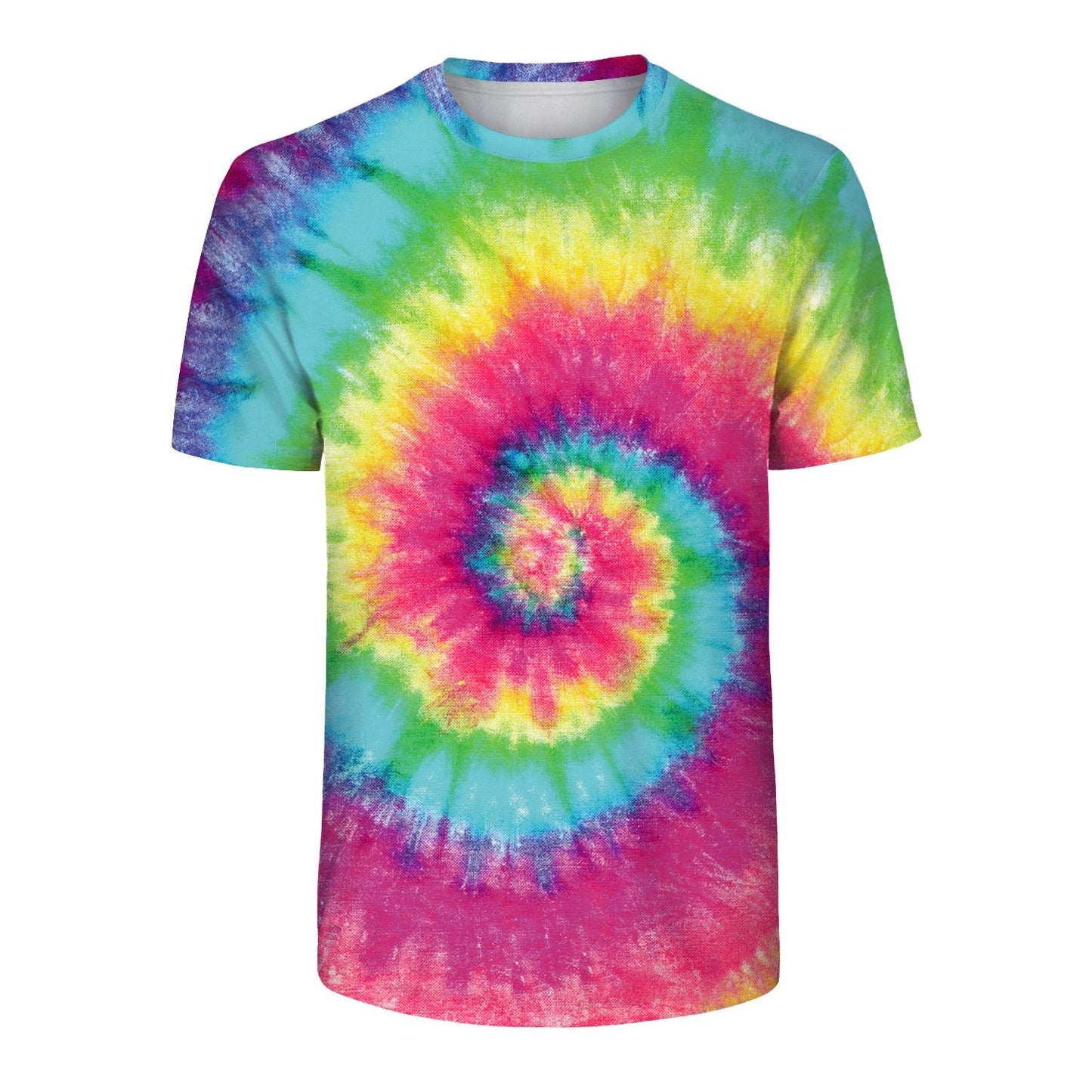 Mixed Color Tie-dyed Digital Printing Casual Breathable Bottoming Shirt