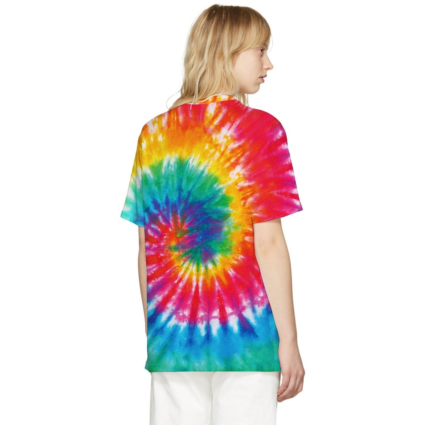 Mixed Color Tie-dyed Digital Printing Casual Breathable Bottoming Shirt