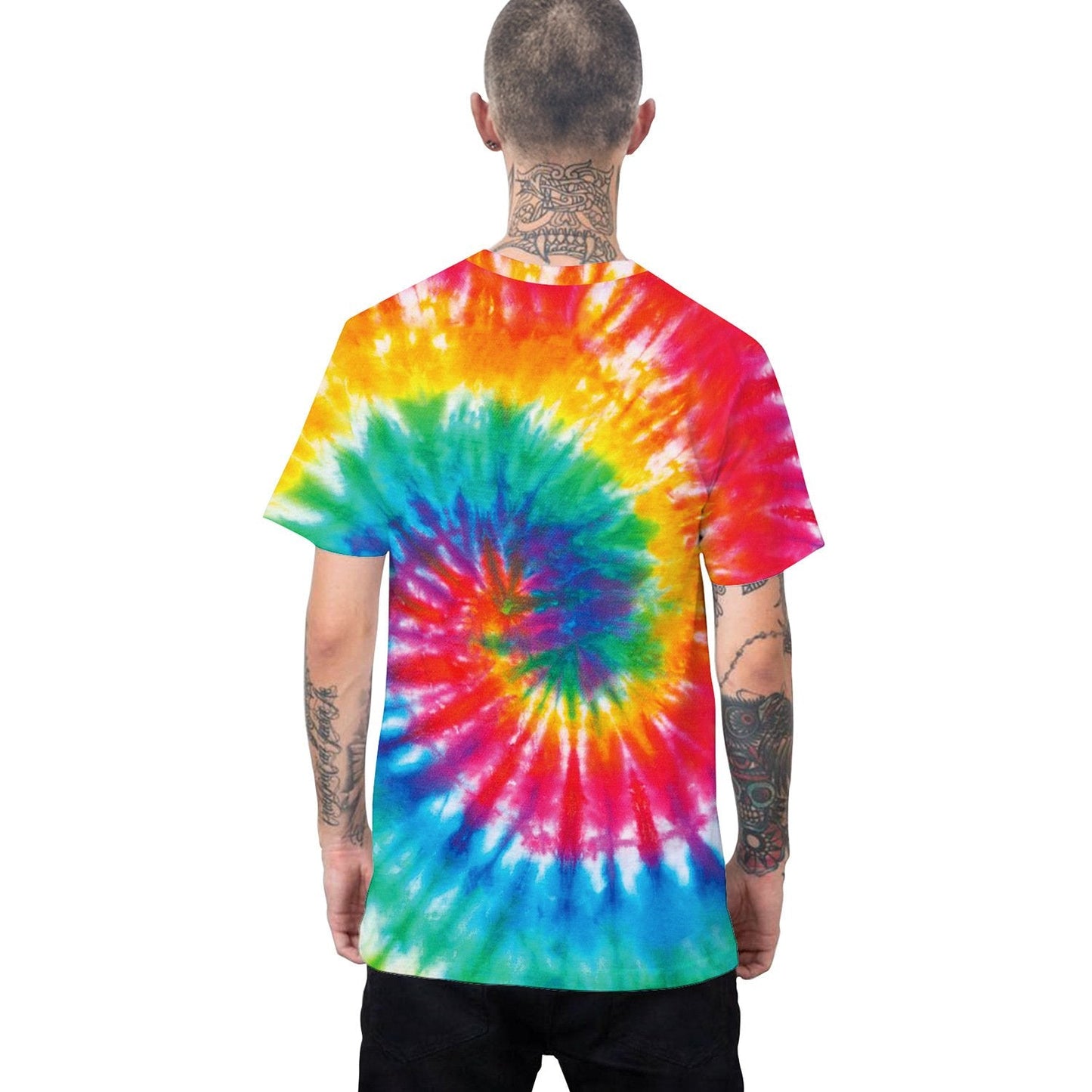 Mixed Color Tie-dyed Digital Printing Casual Breathable Bottoming Shirt