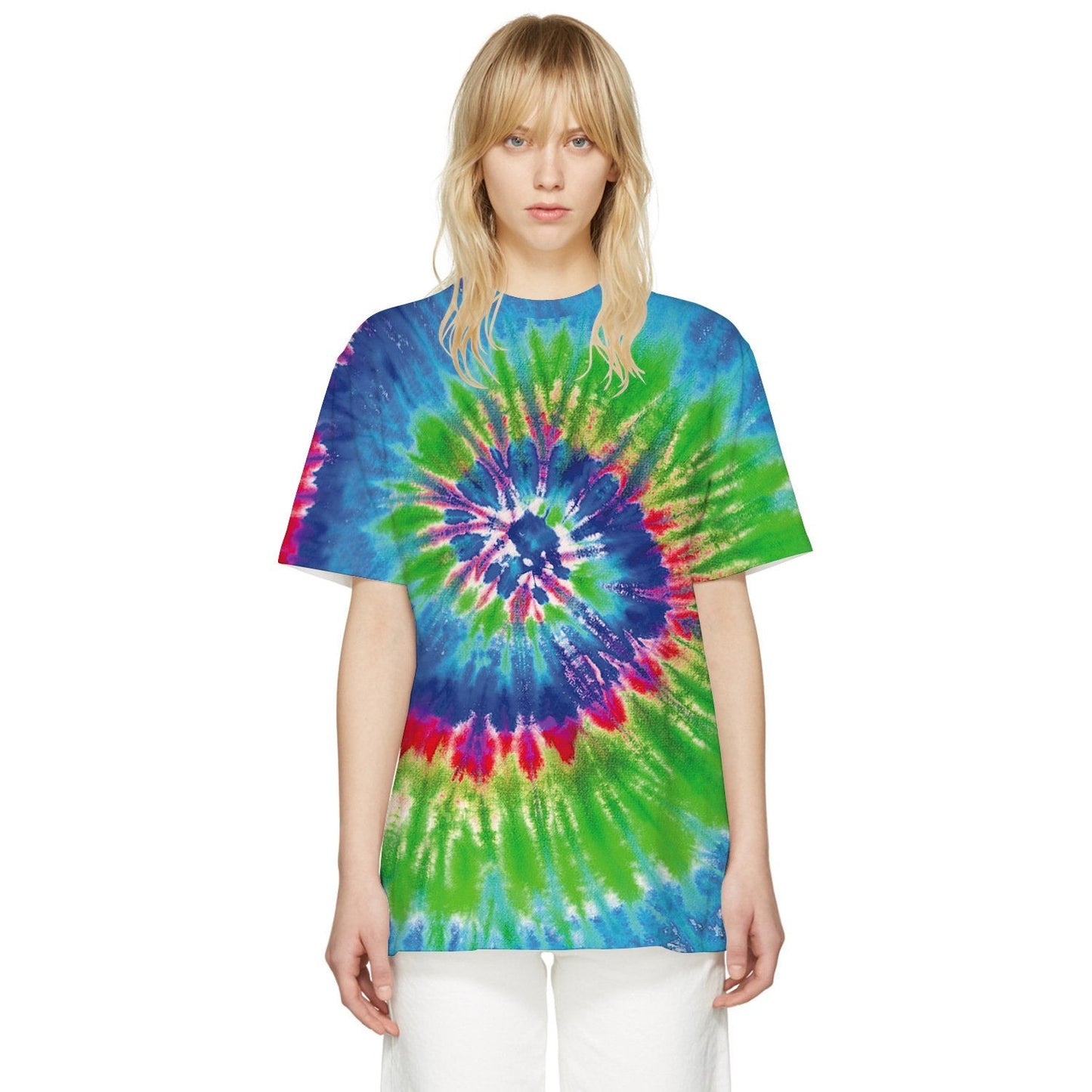 Mixed Color Tie-dyed Digital Printing Casual Breathable Bottoming Shirt