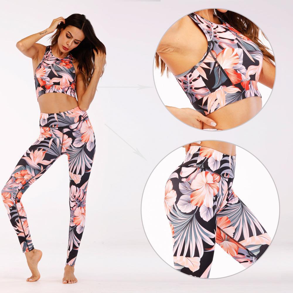 Printed Vest Trousers Sports Yoga Pants Fitness Leggings