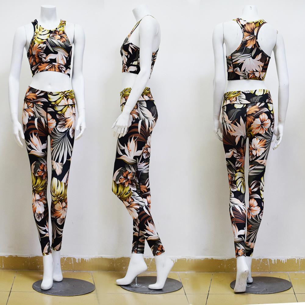 Printed Vest Trousers Sports Yoga Pants Fitness Leggings