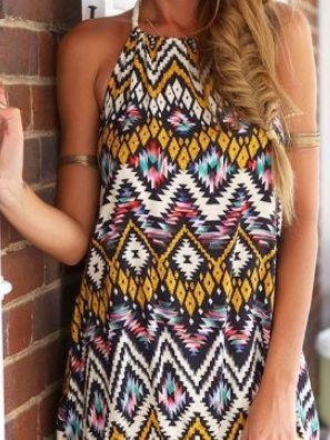 Diamond Print Halter Sexy Halter Dress