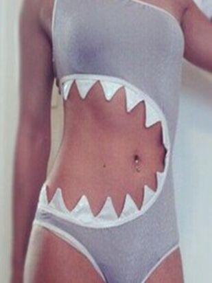 Ladies sexy one-piece shark mouth swimsuit