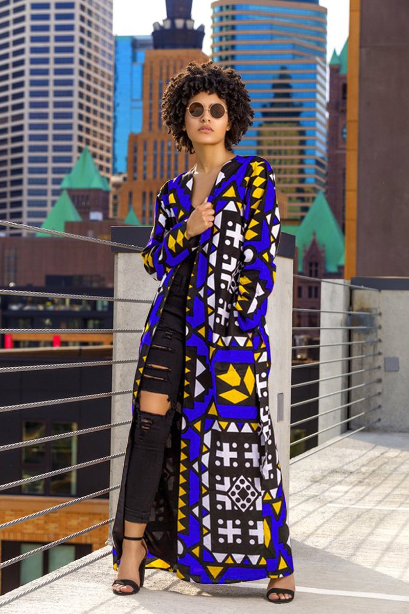 Bohemian Casual Print Long Coat