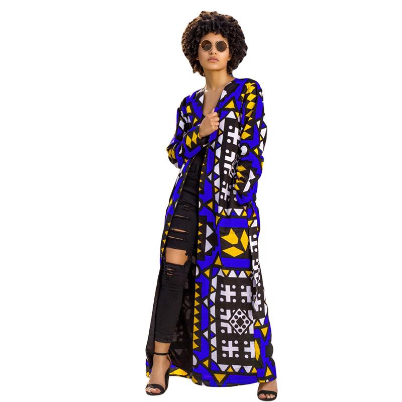 Bohemian Casual Print Long Coat