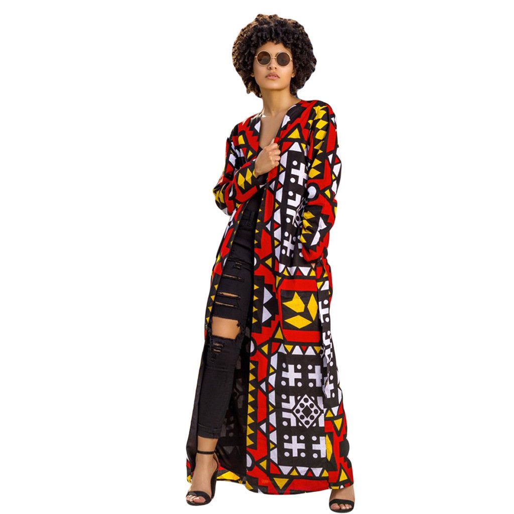 Bohemian Casual Print Long Coat