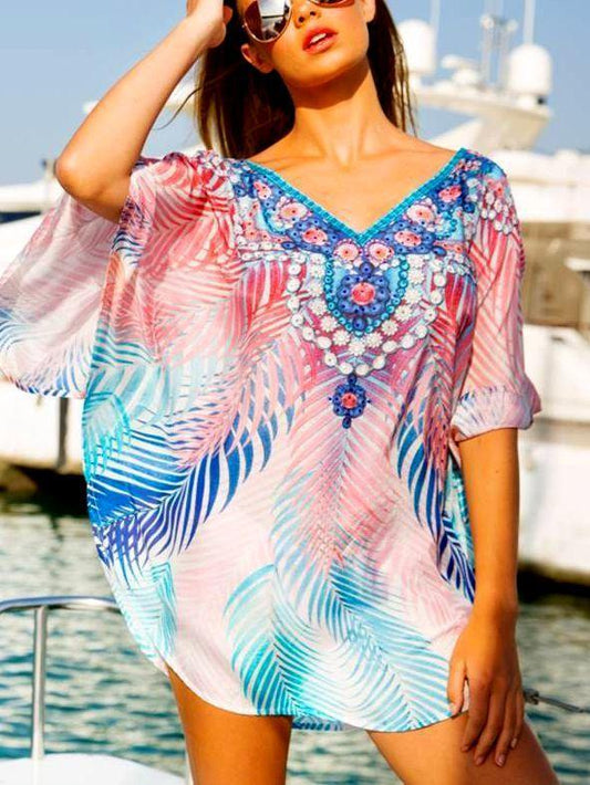 Chiffon Printed Loose Large Size Holiday Blouse