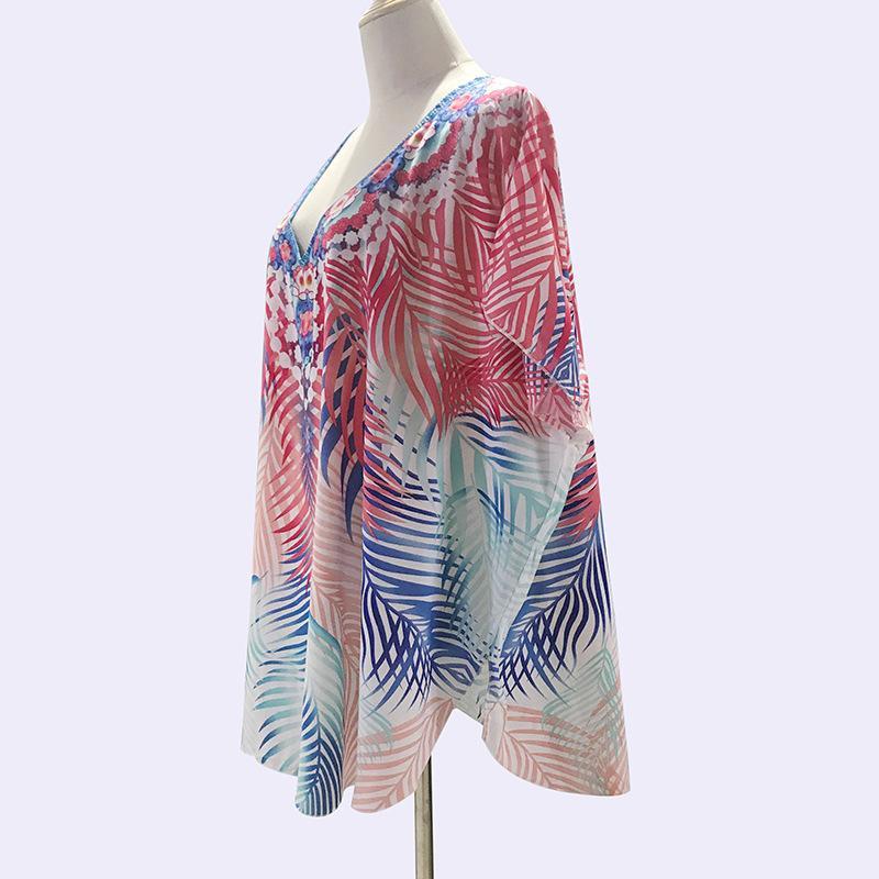 Chiffon Printed Loose Large Size Holiday Blouse