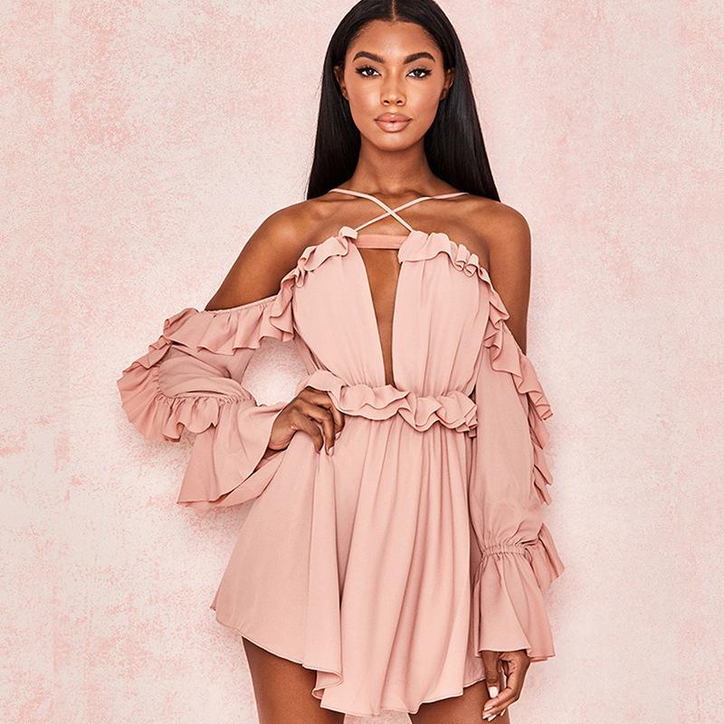 Sexy Deep V Sling Holiday Chiffon Dress