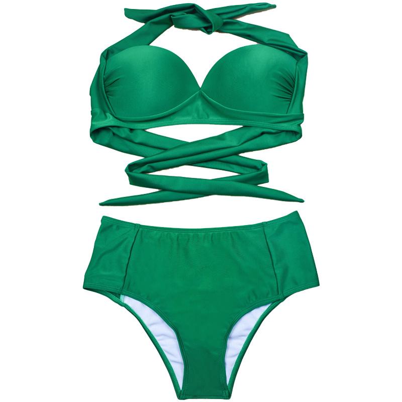 Solid Bikini Two Piece Set