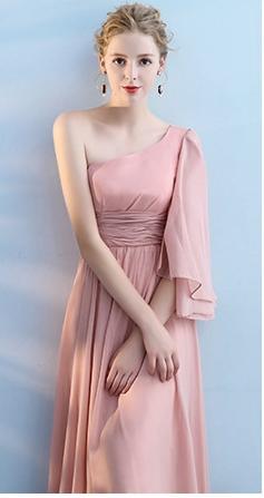 Pink Lace Bridesmaid Dress Graduation Party Evening Dress  Maxi Dress