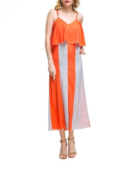 Summer Spaghetti Strap Chiffon Beach Maxi Dress