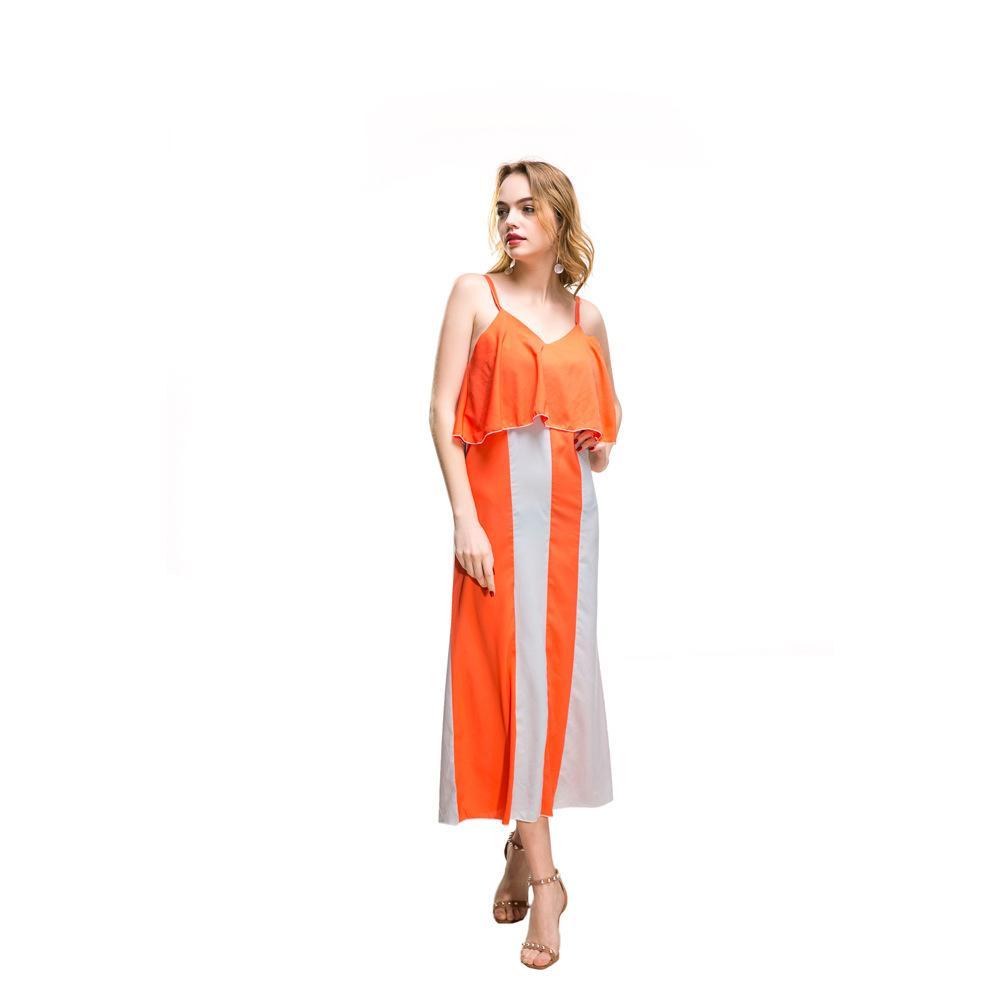 Summer Spaghetti Strap Chiffon Beach Maxi Dress