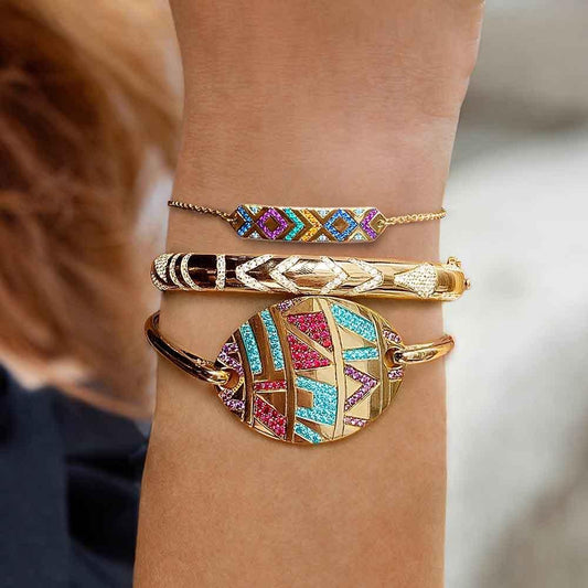 Colorful ethnic bracelet female retro diamond devil's eye couple bracelet colored gems