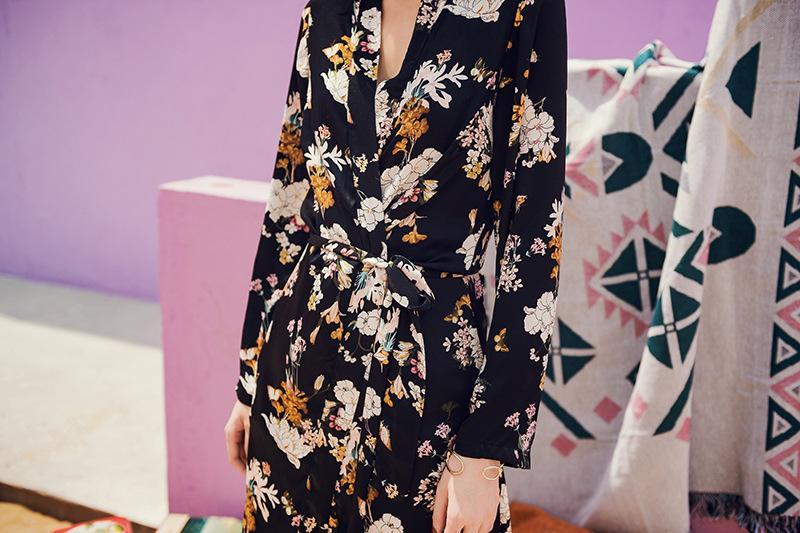 PAJAMAS STYLE FLORAL BEACH BOHO OVERSHIRT LONG DRESS