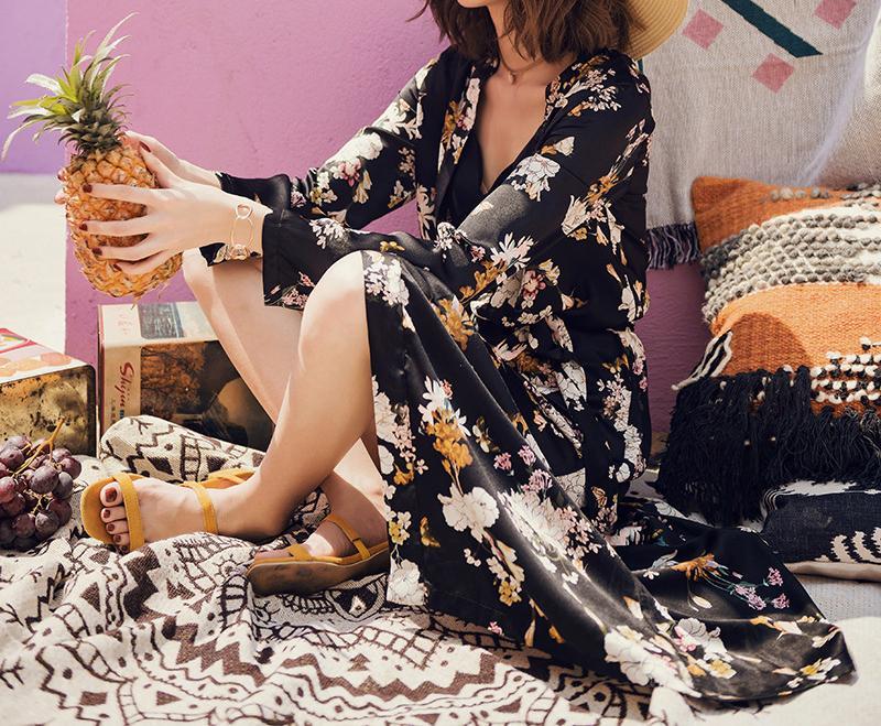 PAJAMAS STYLE FLORAL BEACH BOHO OVERSHIRT LONG DRESS