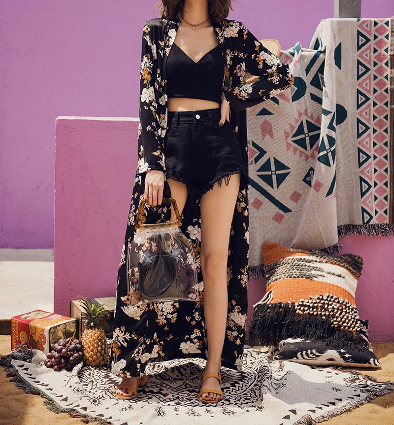 PAJAMAS STYLE FLORAL BEACH BOHO OVERSHIRT LONG DRESS