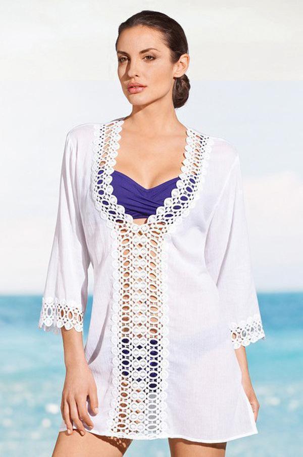 V Neck Hollow Beach Swimwear Bikini Cover Up