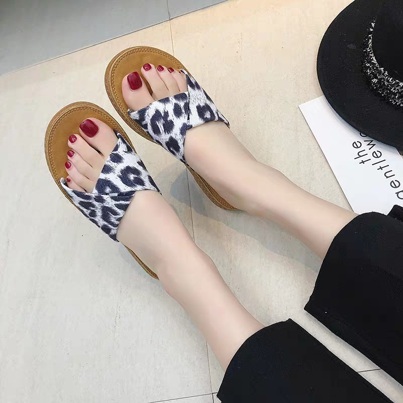 Women Summer Leopard Flat Slippers