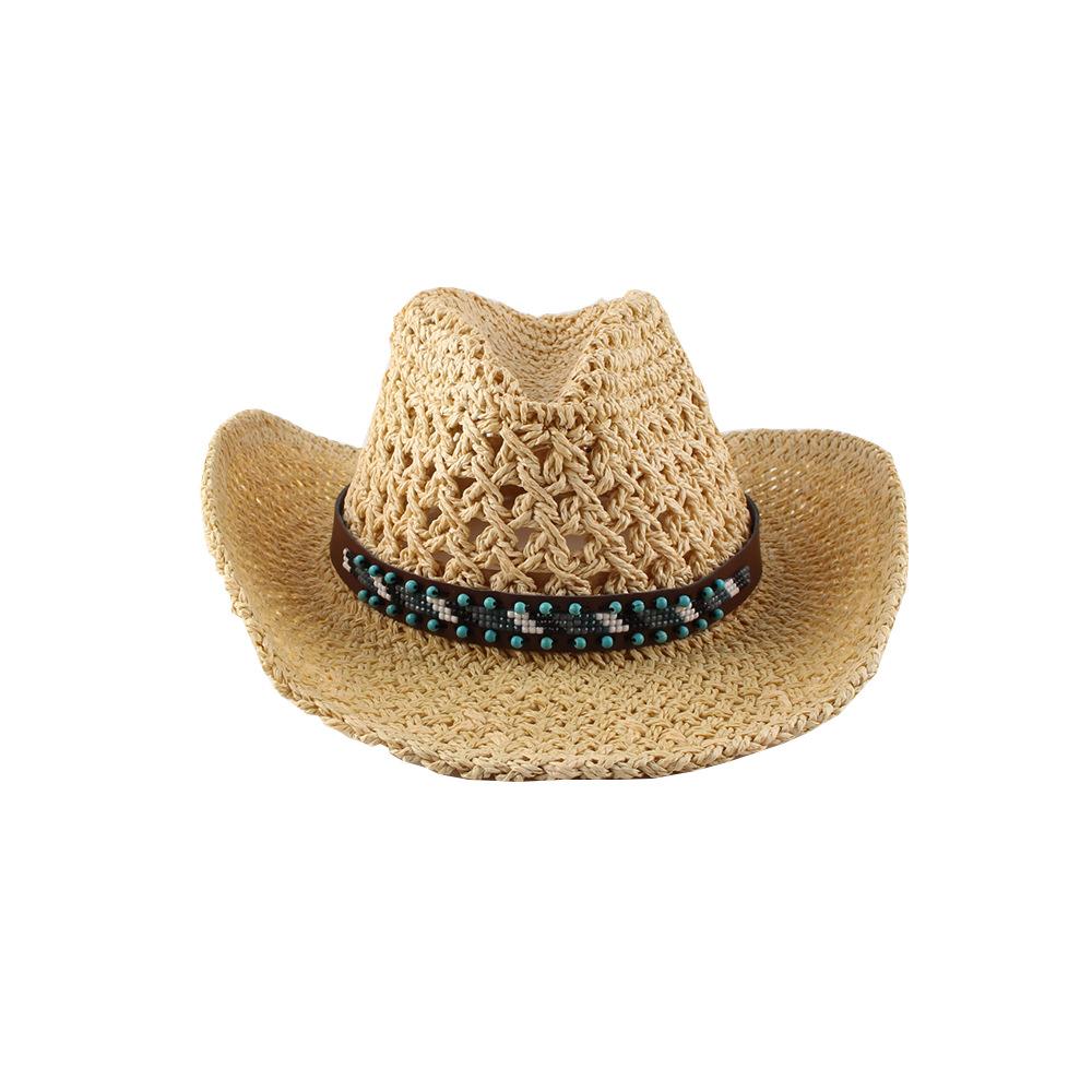 Spring And Summer Hand-woven Straw Hat With Hollow Curling Big Brim