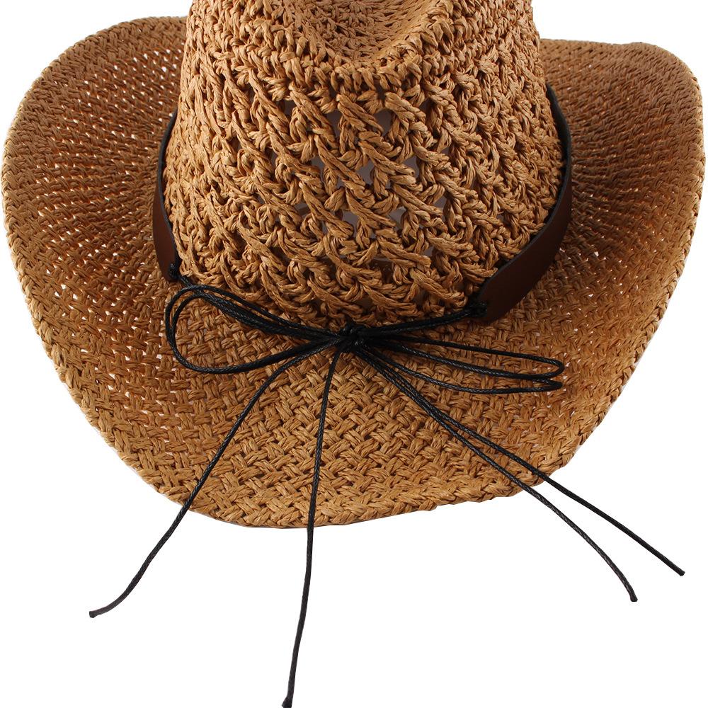 Spring And Summer Hand-woven Straw Hat With Hollow Curling Big Brim