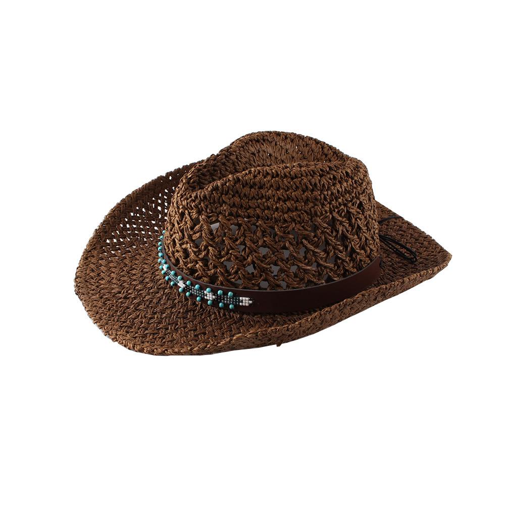 Spring And Summer Hand-woven Straw Hat With Hollow Curling Big Brim