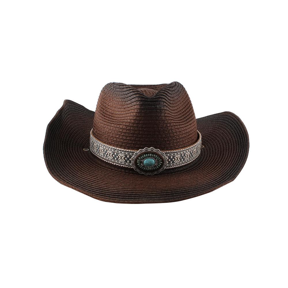 Fashion New Belt Buckle Sun-proof Sunshade Curled Big Brim Straw Hat