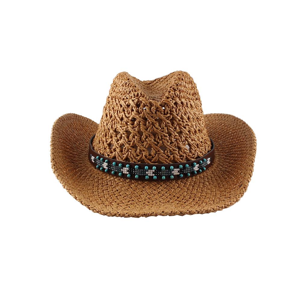 Spring And Summer Hand-woven Straw Hat With Hollow Curling Big Brim