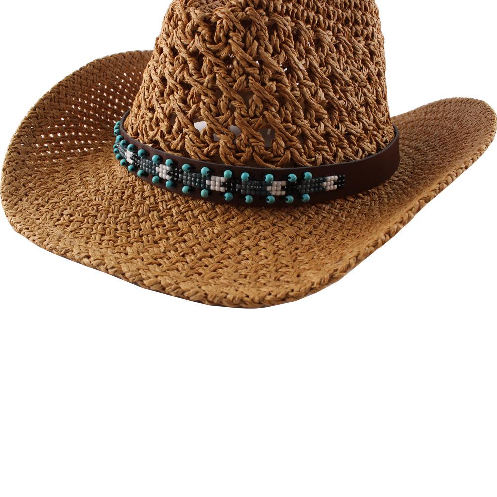 Spring And Summer Hand-woven Straw Hat With Hollow Curling Big Brim