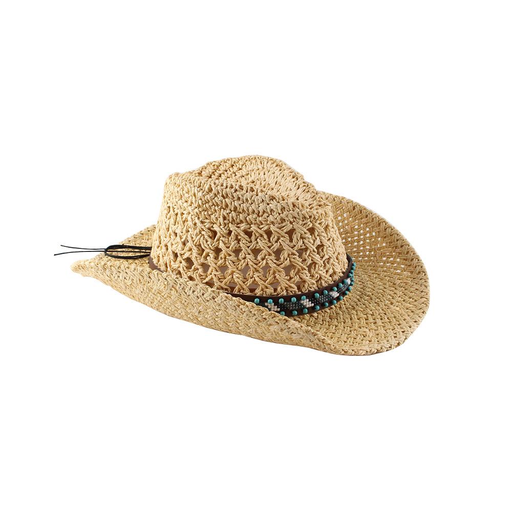 Spring And Summer Hand-woven Straw Hat With Hollow Curling Big Brim