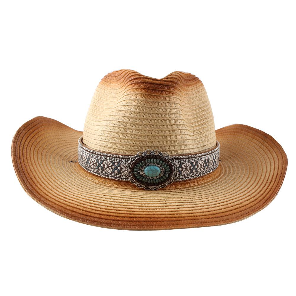 Fashion New Belt Buckle Sun-proof Sunshade Curled Big Brim Straw Hat