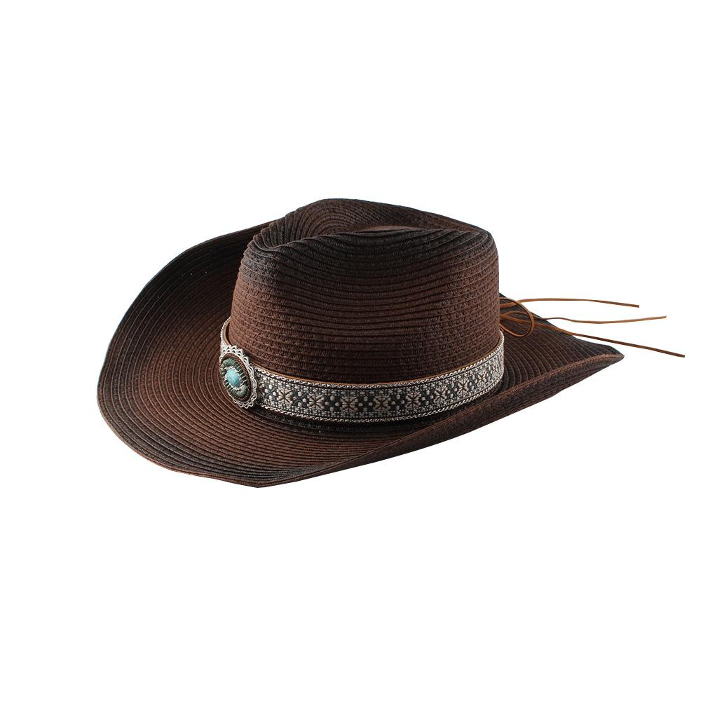 Fashion New Belt Buckle Sun-proof Sunshade Curled Big Brim Straw Hat