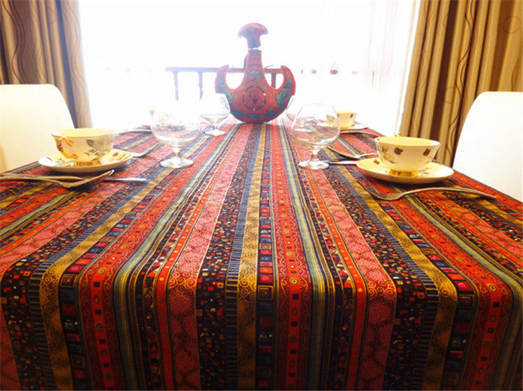 Cotton and linen table linen tablecloth tea table cloth square tablecloth national wind bronzing lace cotton and linen tablecloth