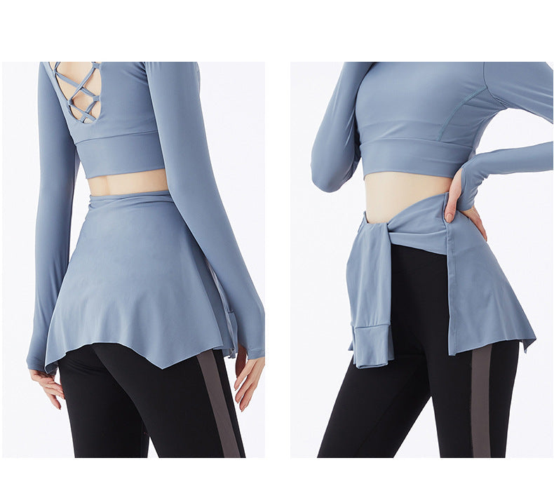 Summer New Yoga Clothes Sports Hip Cover Ins Online Celebrity Fitness Suit with Hip-covering Yoga Clothes for Women