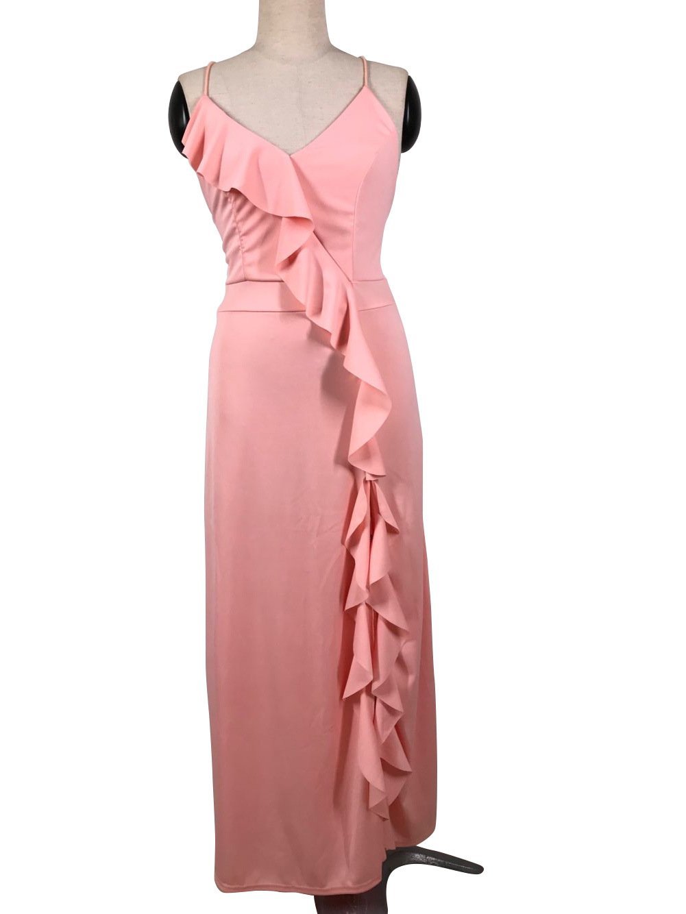 2018 New Sexy Spaghetti Strap Side Split Solid Color Maxi Dress